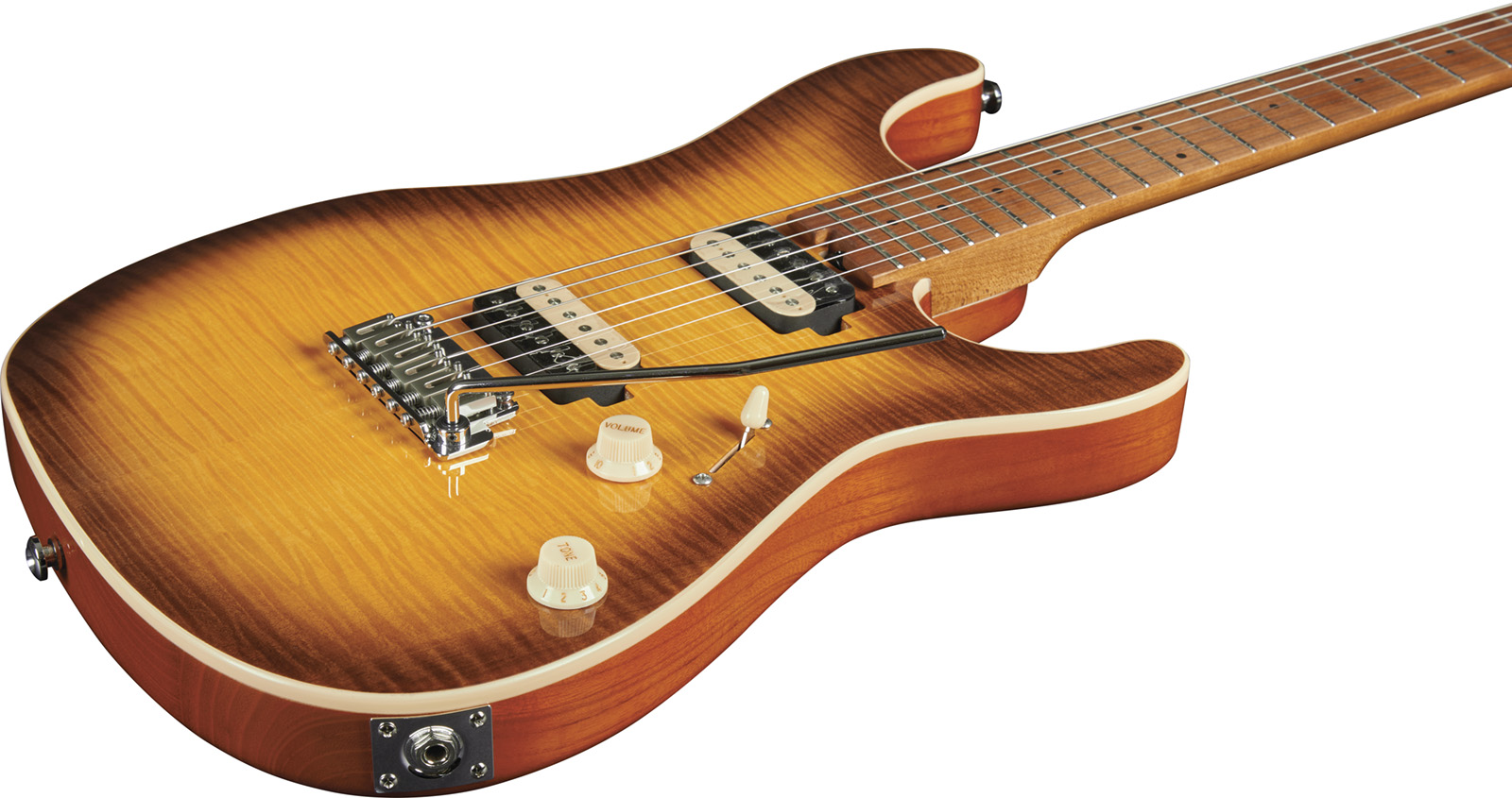 Eko Aurora 400 Trem Hh Mn - Flamed Amber Burst - Elektrische gitaar in Strat vorm - Variation 3