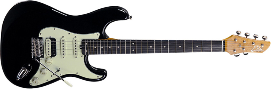 Eko Aire V-nos Original Hss Trem Wpc - Black - Elektrische gitaar in Str-vorm - Main picture