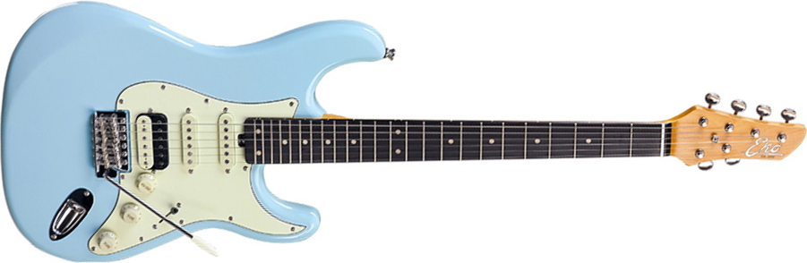 Eko Aire V-nos Original Hss Trem Wpc - Daphne Blue - Elektrische gitaar in Str-vorm - Main picture