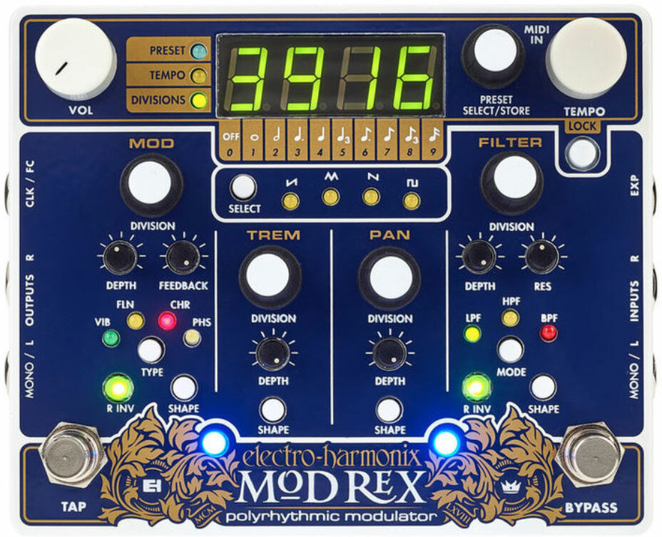 Electro Harmonix Mod Rex Polyrhytmic Modulator - Modulation/chorus/flanger/phaser en tremolo effect pedaal - Main picture