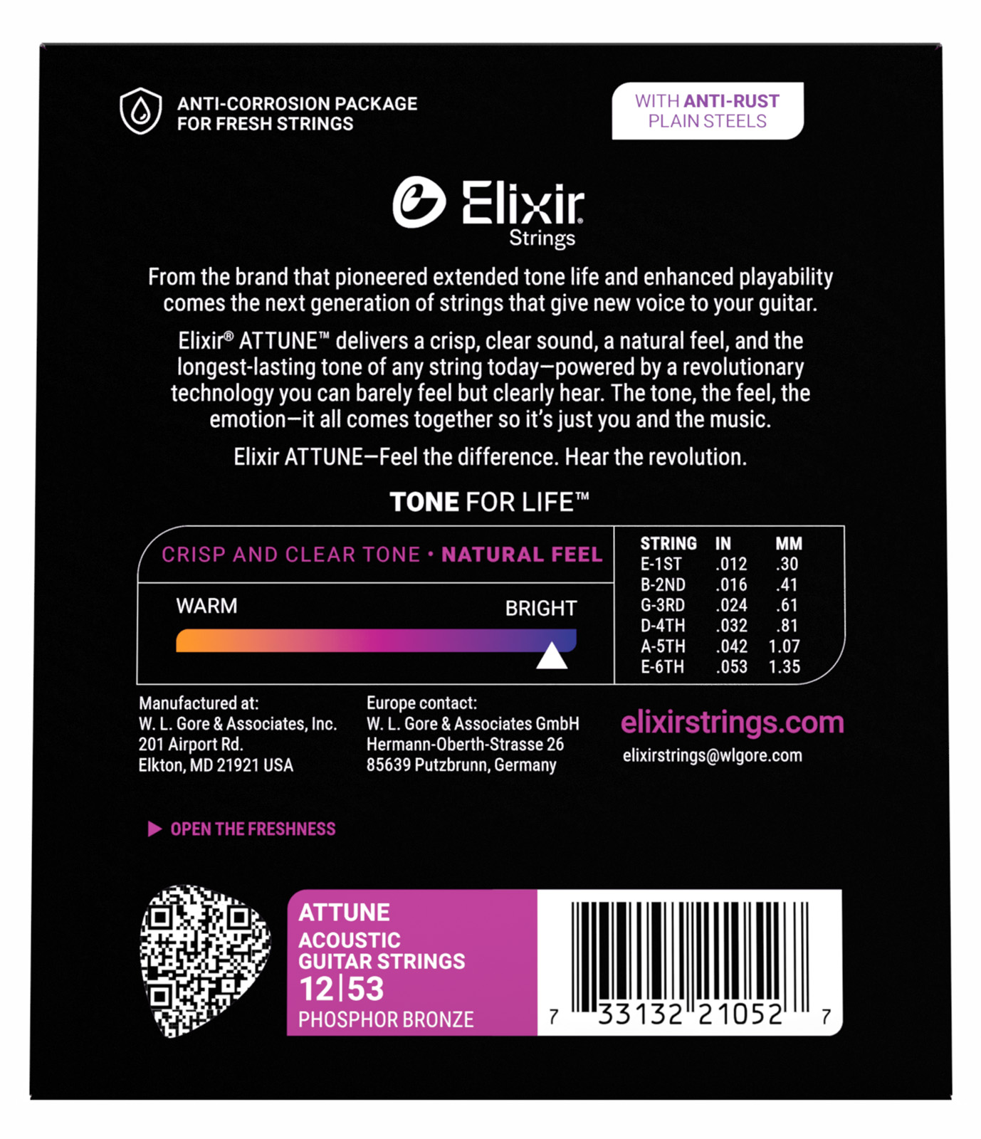 Elixir Jeu De 6 Cordes 21052 Attune Phos.bronze. L 12-53 - Westerngitaarsnaren - Variation 2