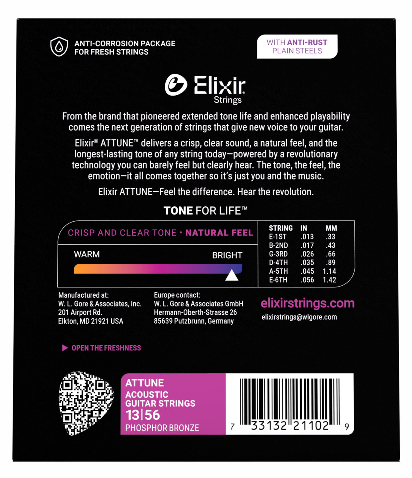 Elixir Jeu De 6 Cordes 21102 Attune Phos.bronze. M 13-56 - Westerngitaarsnaren - Variation 2