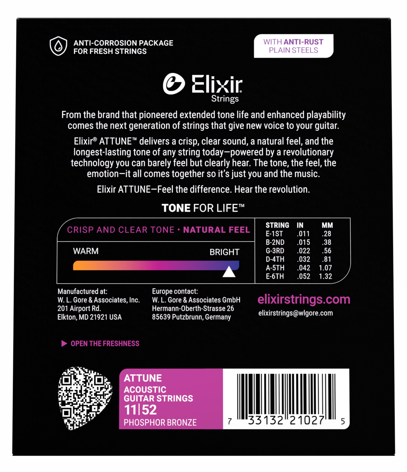 Elixir 21027 Attune Phos.bronze. Cl 11-52 - Westerngitaarsnaren - Variation 2