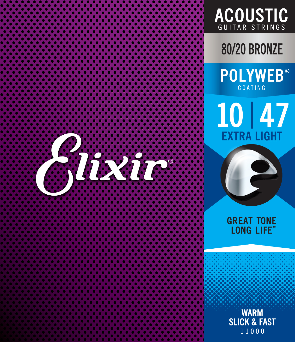 Elixir Jeu De 6 Cordes 11000 Polyweb Acoustic Extra Light 10-47 - Westerngitaarsnaren - Main picture