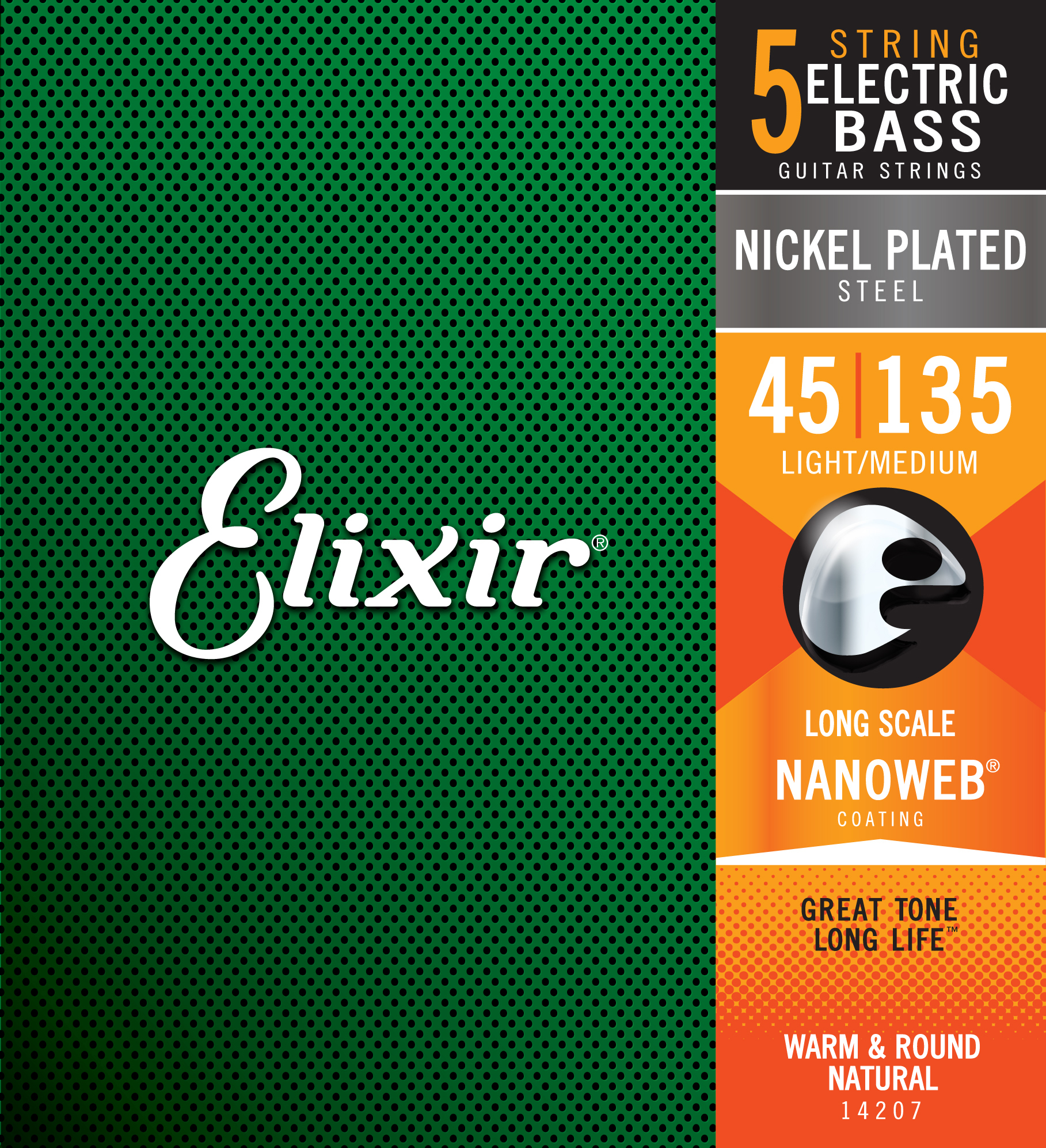 Elixir 14207 5-string Nanoweb Nps Long Scale Electric Bass 5c Light Medium 45-135 - Elektrische bassnaren - Main picture