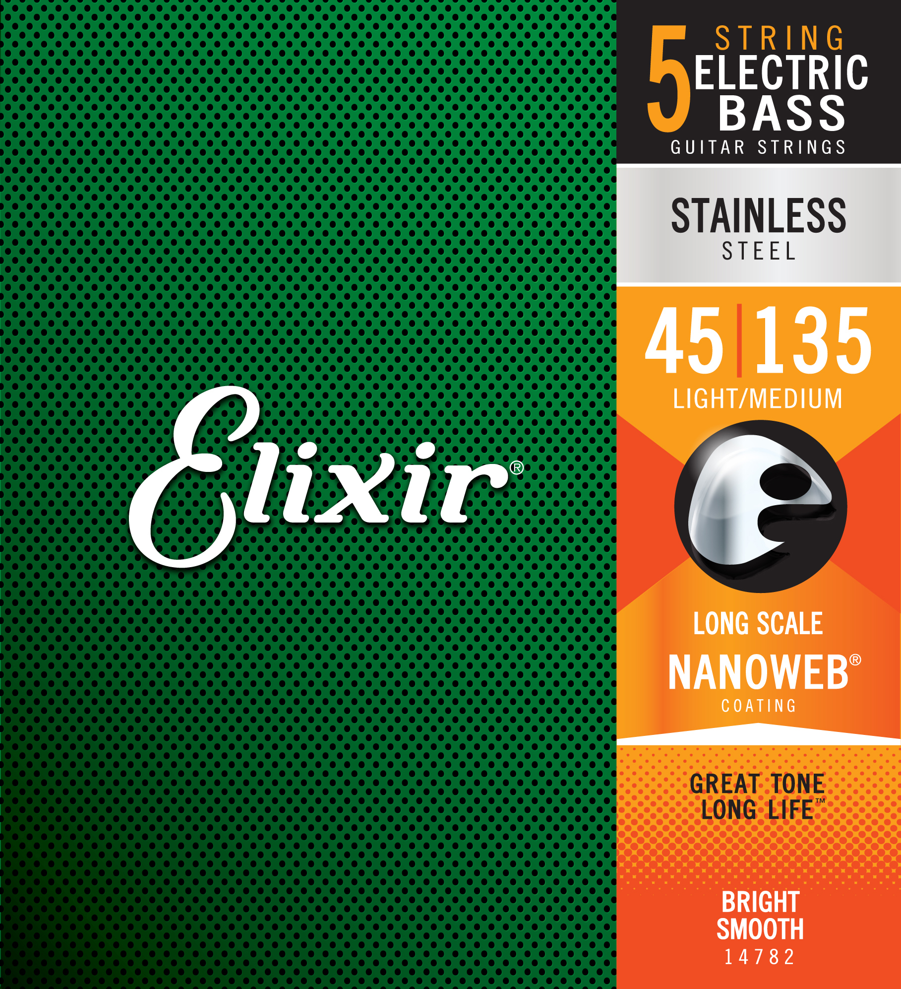 Elixir 14782 5-string Nanoweb Stainless Steel Long Scale Electric Bass 5c Light Medium 45-135 - Elektrische bassnaren - Main picture