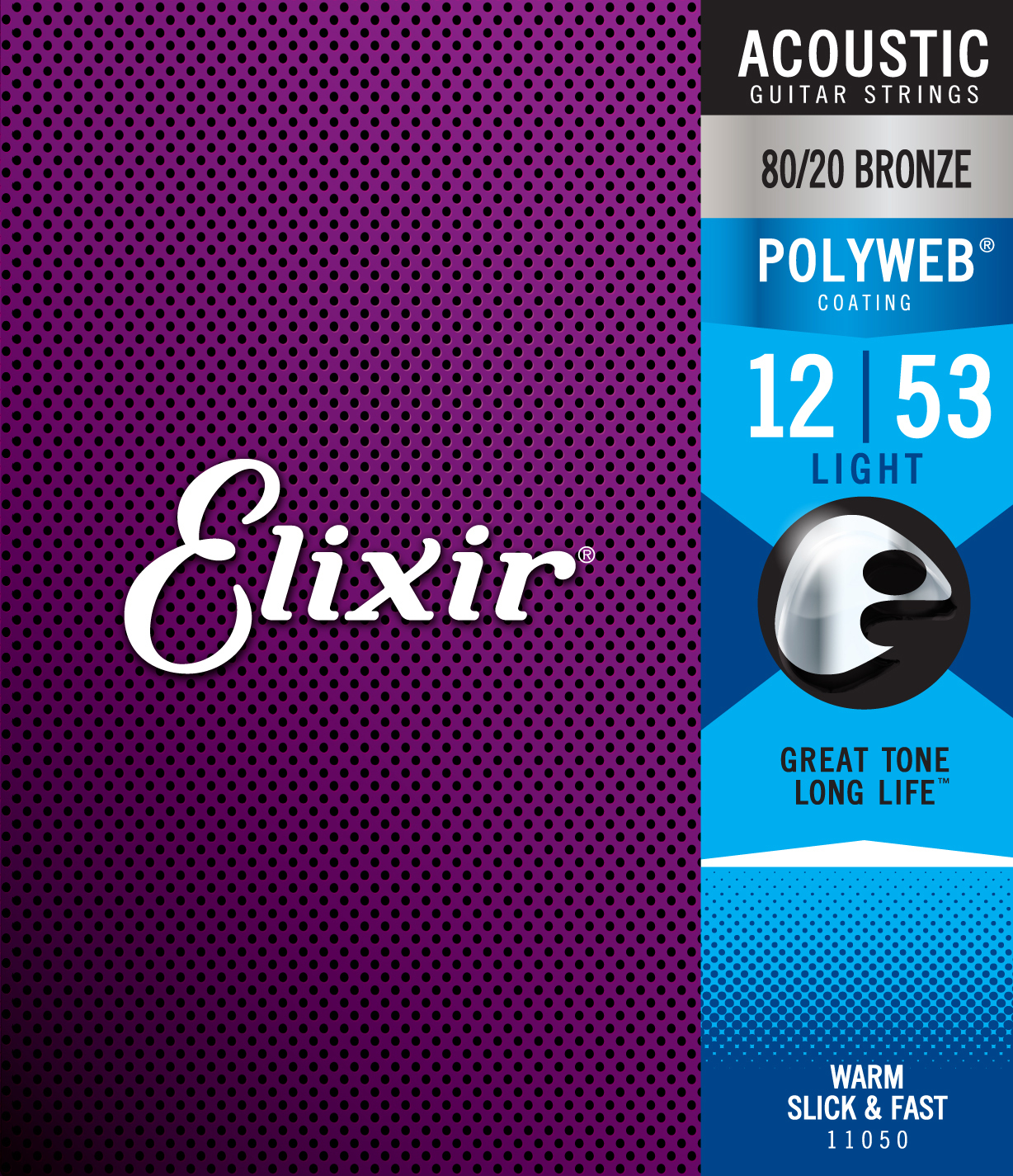 Elixir Jeu De 6 Cordes Acoustic 11050 Polyweb 80/20 Bronze 12-53 - Westerngitaarsnaren - Main picture