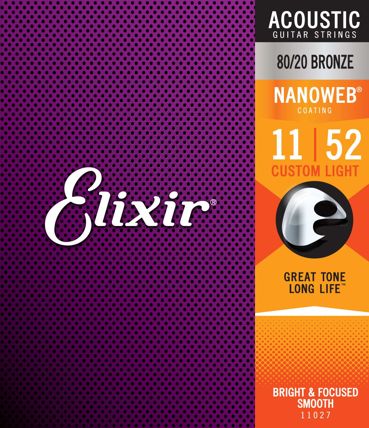 Elixir Jeu De 6 Cordes Acoustic (6) 11027 Nanoweb 80/20 Bronze Custom Light 11-52 - Westerngitaarsnaren - Main picture