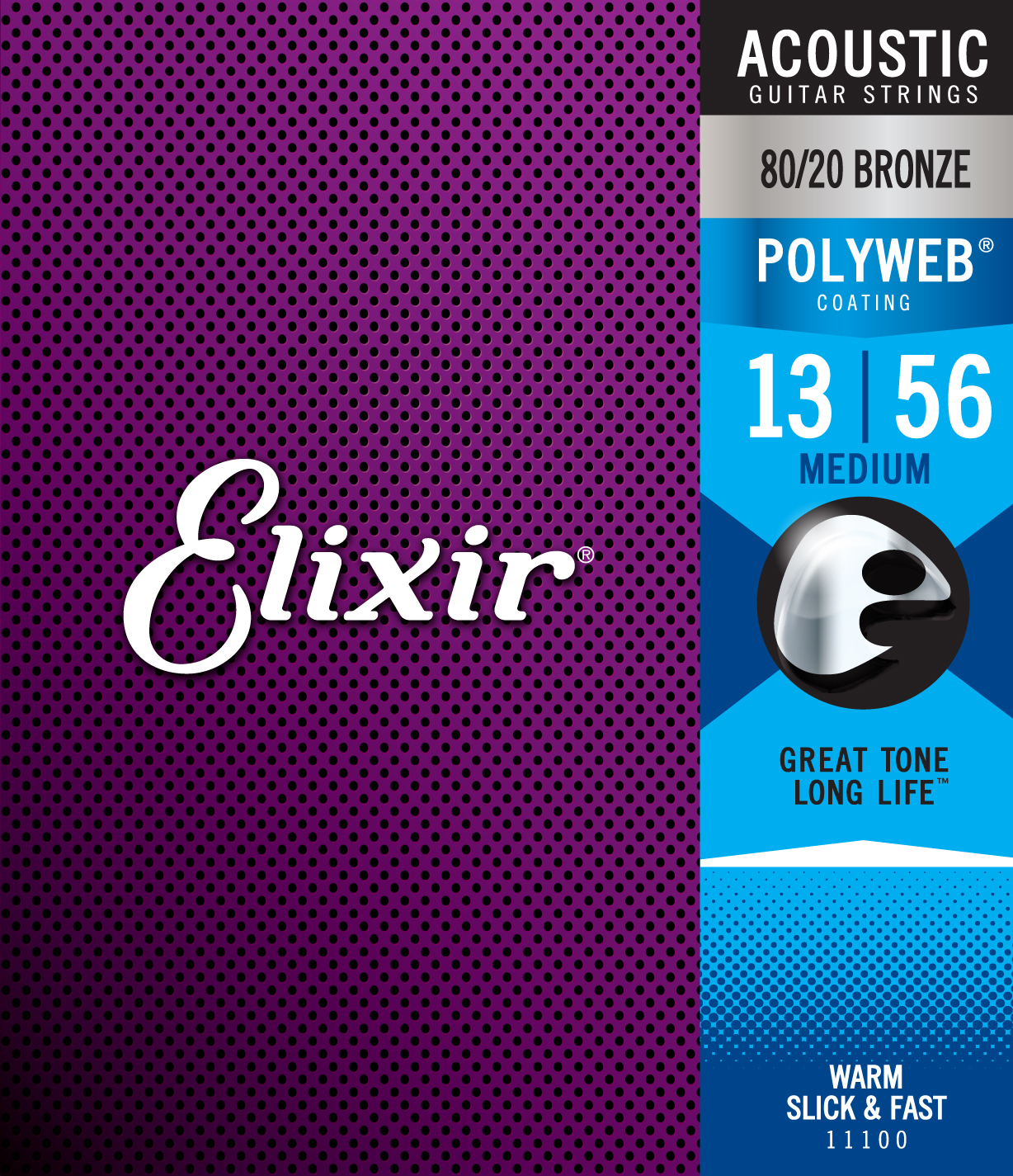 Elixir Jeu De 6 Cordes Guit. Folk 6c Polyweb 80.20 Bronze Medium 013-056 11100 - Westerngitaarsnaren - Main picture