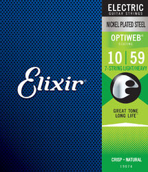 Elektrische gitaarsnaren Elixir 19074 7-String Optiweb NPS Electric Guitar Strings 10-59 - 7-snarige set