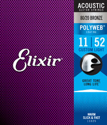 Westerngitaarsnaren Elixir Polyweb Acoustic 11025 Jeu de Cordes Custom Light - Snarenset