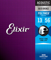 Westerngitaarsnaren Elixir Polyweb 11100 Acoustic Medium 13-56 - Snarenset