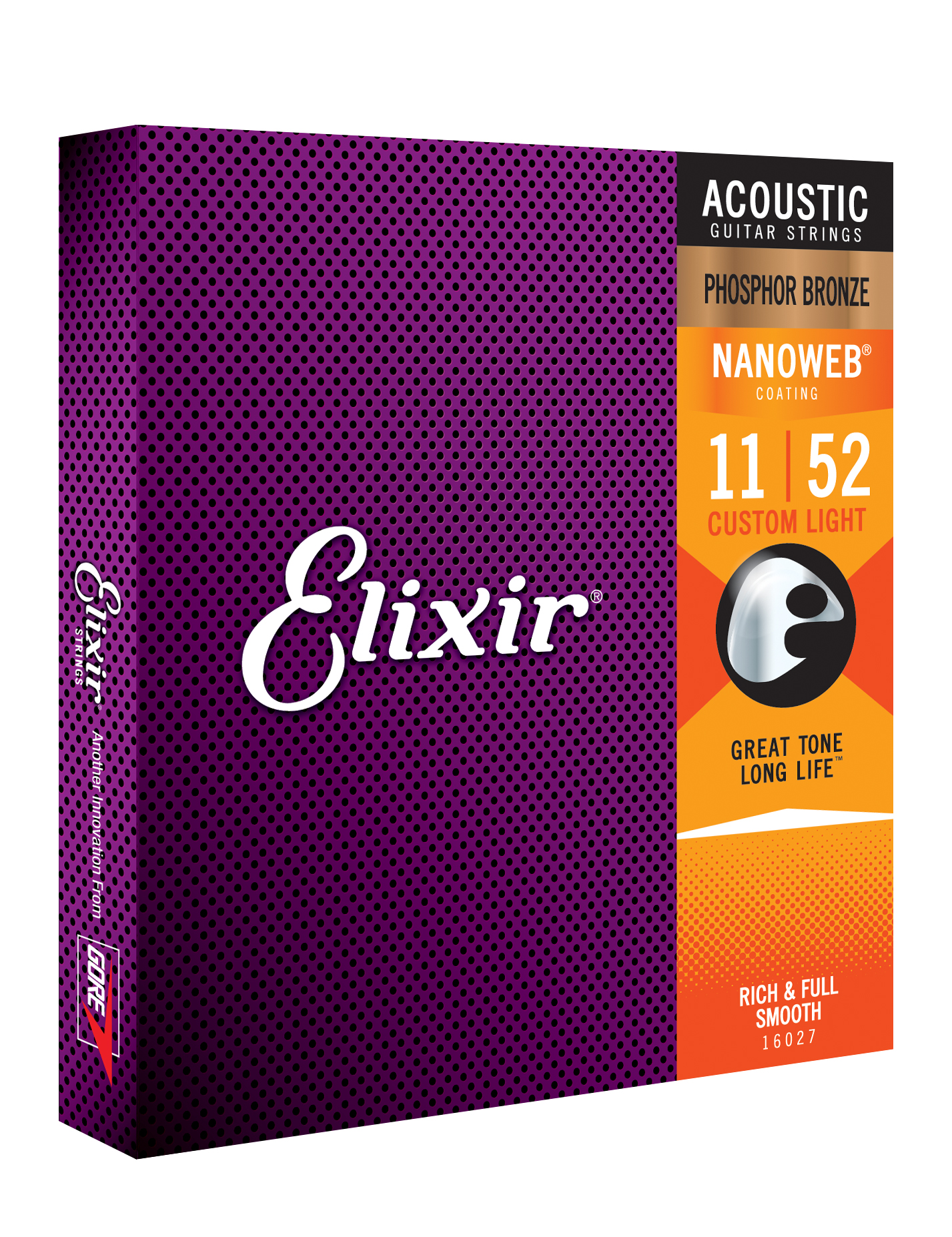 Elixir Jeu De 6 Cordes Acoustic (6) 16027 Nanoweb Phosphor Bronze 11-52 - Westerngitaarsnaren - Variation 1