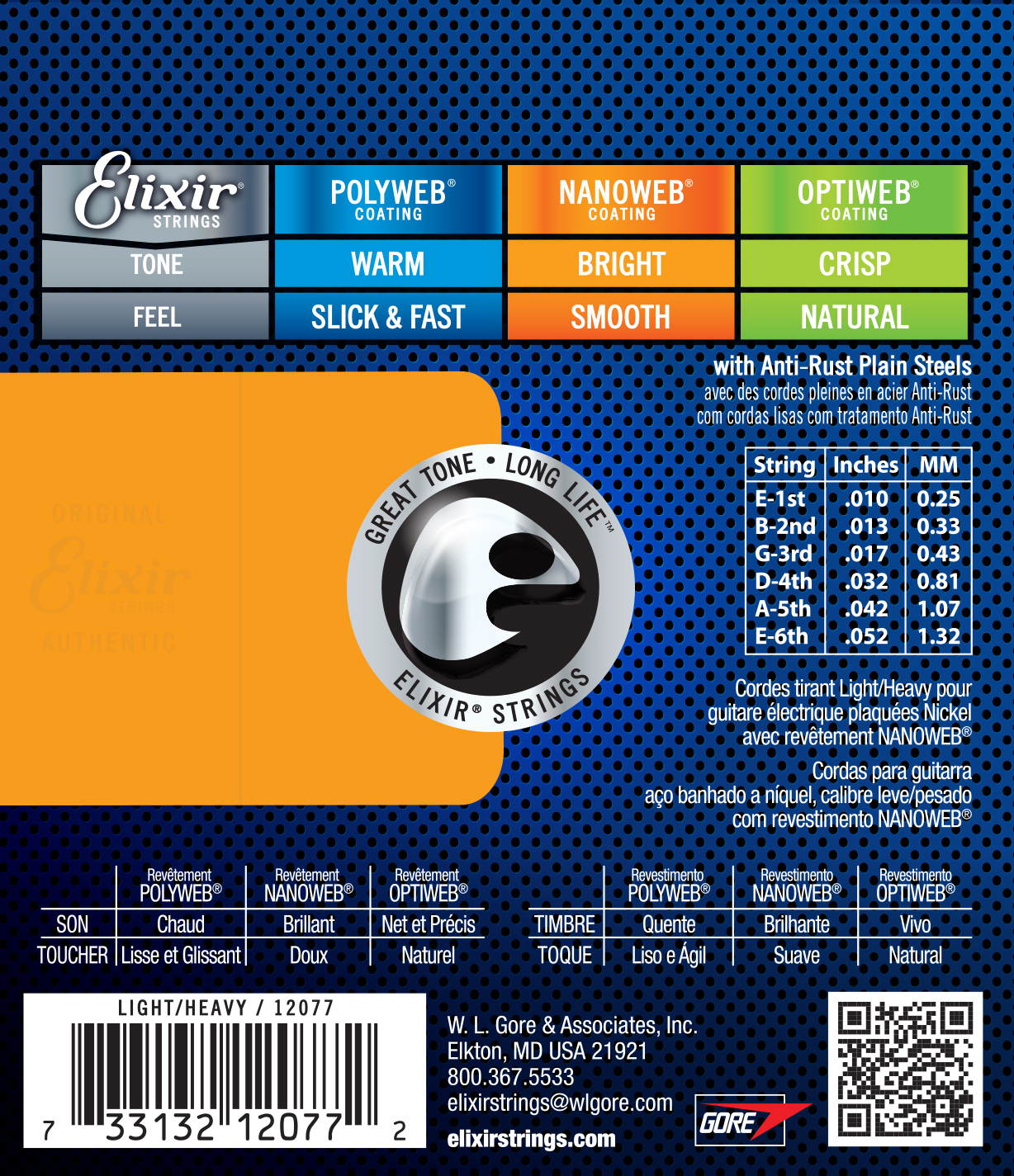 Elixir Jeu De 6 Cordes Electric (6) 12077 Nanoweb Nickel Plated Steel Light Heavy 10-52 - Elektrische gitaarsnaren - Variation 2