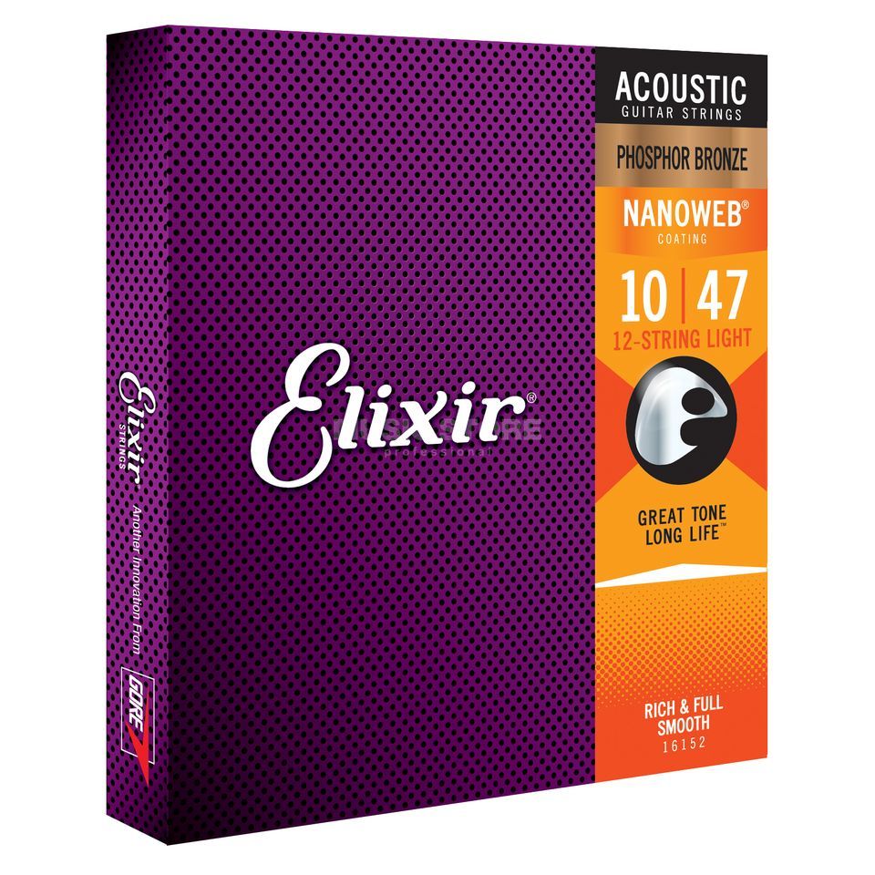 Elixir 16152 Nanoweb Phosphor Bronze Acoustic Guitar 12c Light 10-47 - Westerngitaarsnaren - Variation 2