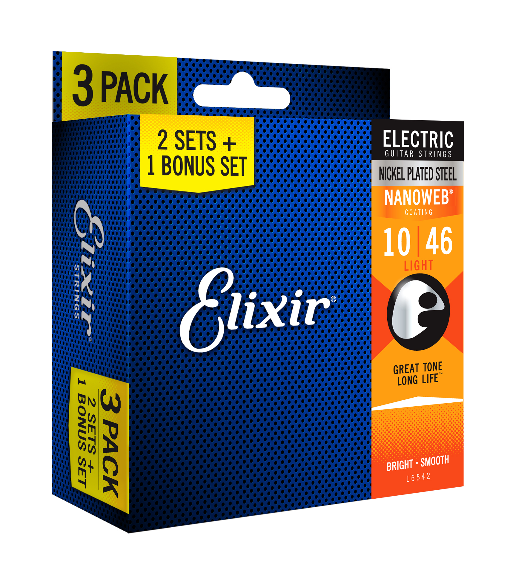 Elixir Pack De 3 Jeux 12052 Nanoweb 10-46 - Westerngitaarsnaren - Variation 1