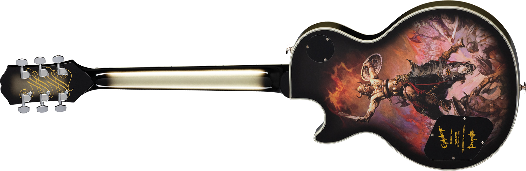 Epiphone Adam Jones Les Paul Custom Frazetta The Berserker Art Ltd 2h Ht Eb - Antique Silverburst - Enkel gesneden elektrische gitaar - Variation 1