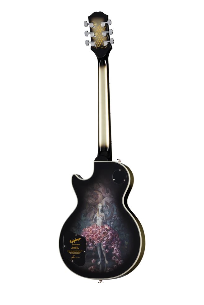 Epiphone Adam Jones Les Paul Custom Julie Heffernans Self Portrait Rose Art Ltd 2h Ht Eb - Antique Silverburst - Enkel gesneden elektrische gitaar - V