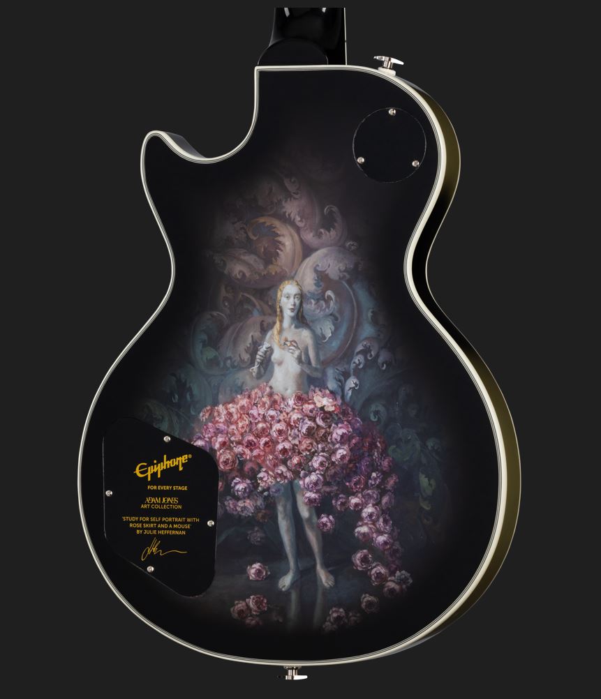 Epiphone Adam Jones Les Paul Custom Julie Heffernans Self Portrait Rose Art Ltd 2h Ht Eb - Antique Silverburst - Enkel gesneden elektrische gitaar - V