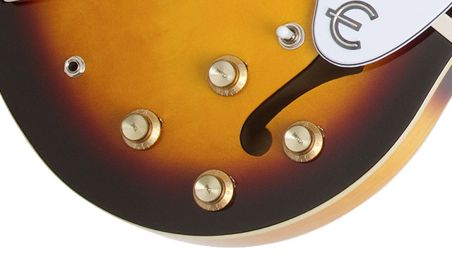 Epiphone Casino Lh Gaucher 2p90 Ht Pf - Vintage Sunburst - Linkshandige elektrische gitaar - Variation 2