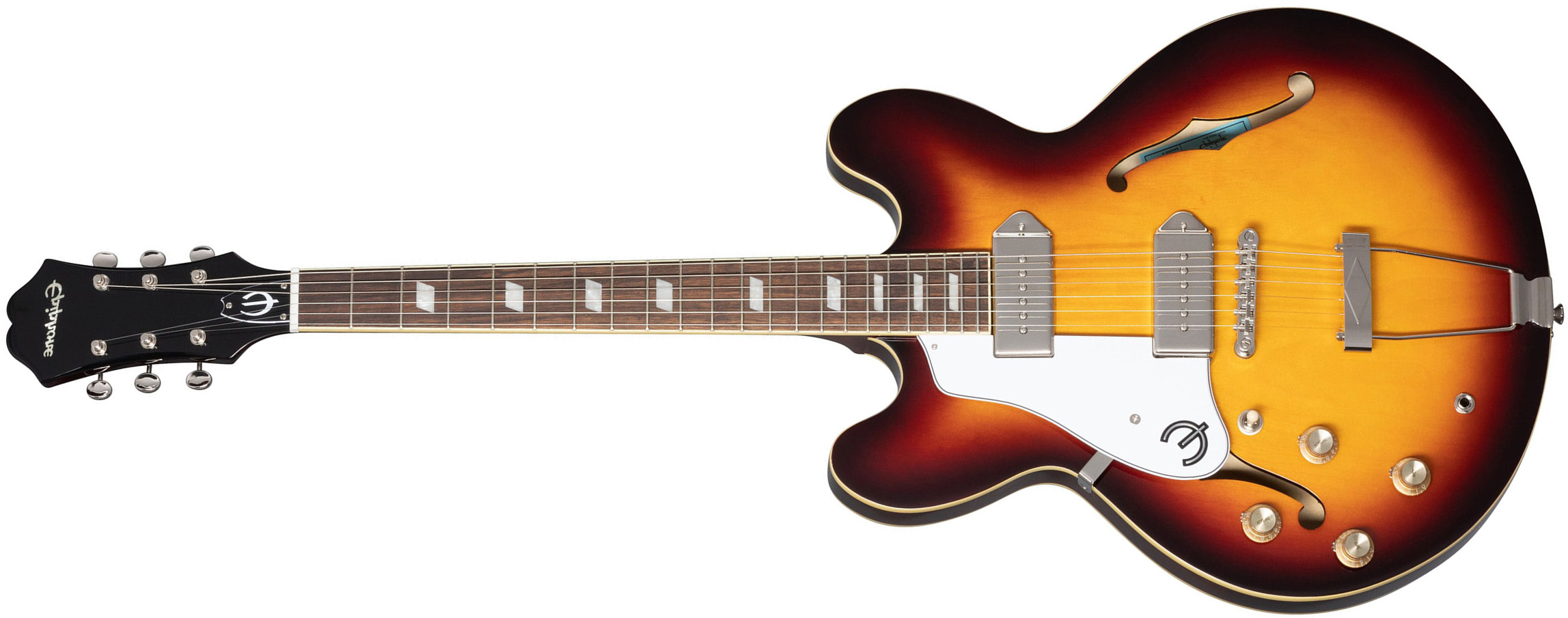 Epiphone Casino Archtop 2023 Lh Gaucher 2s P90 Ht Lau - Vintage Sunburst - Semi hollow elektriche gitaar - Main picture