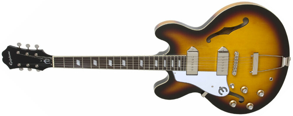 Epiphone Casino Lh Gaucher 2p90 Ht Pf - Vintage Sunburst - Linkshandige elektrische gitaar - Main picture