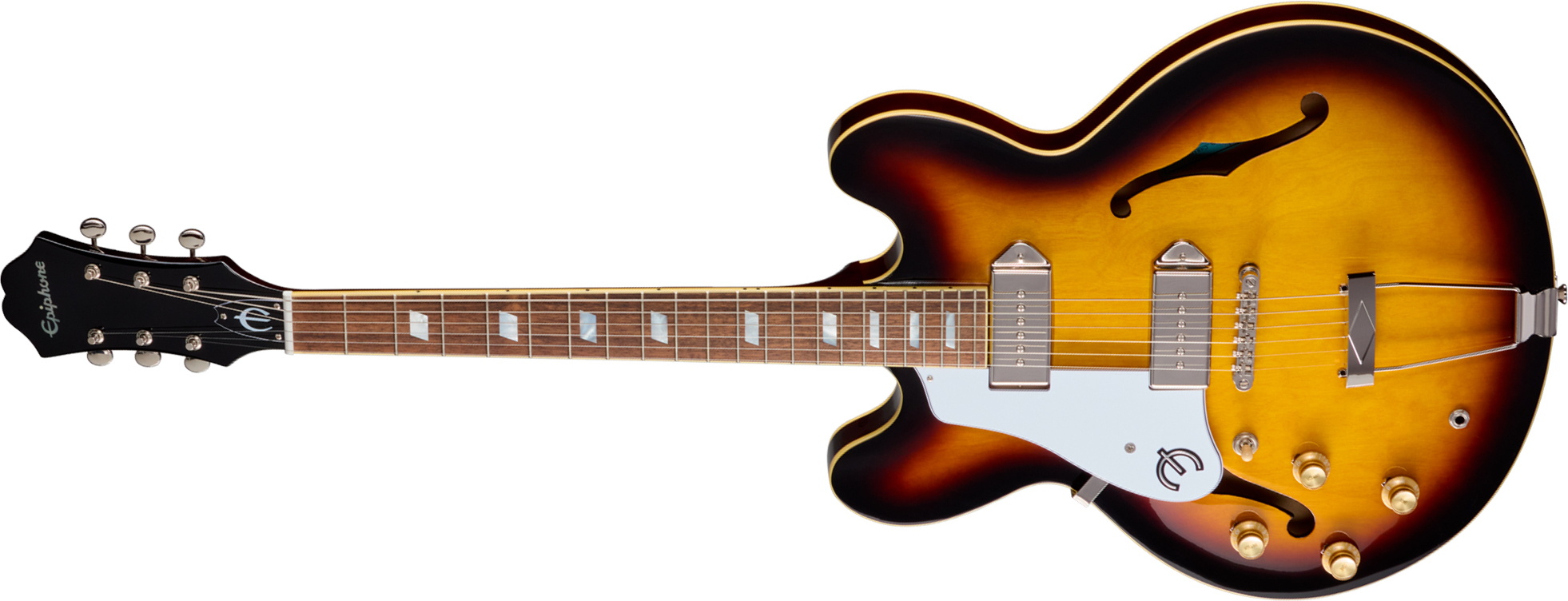 Epiphone Casino Lh Original Archtops Gaucher 2s P90 Ht Rw - Vintage Sunburst - Semi hollow elektriche gitaar - Main picture