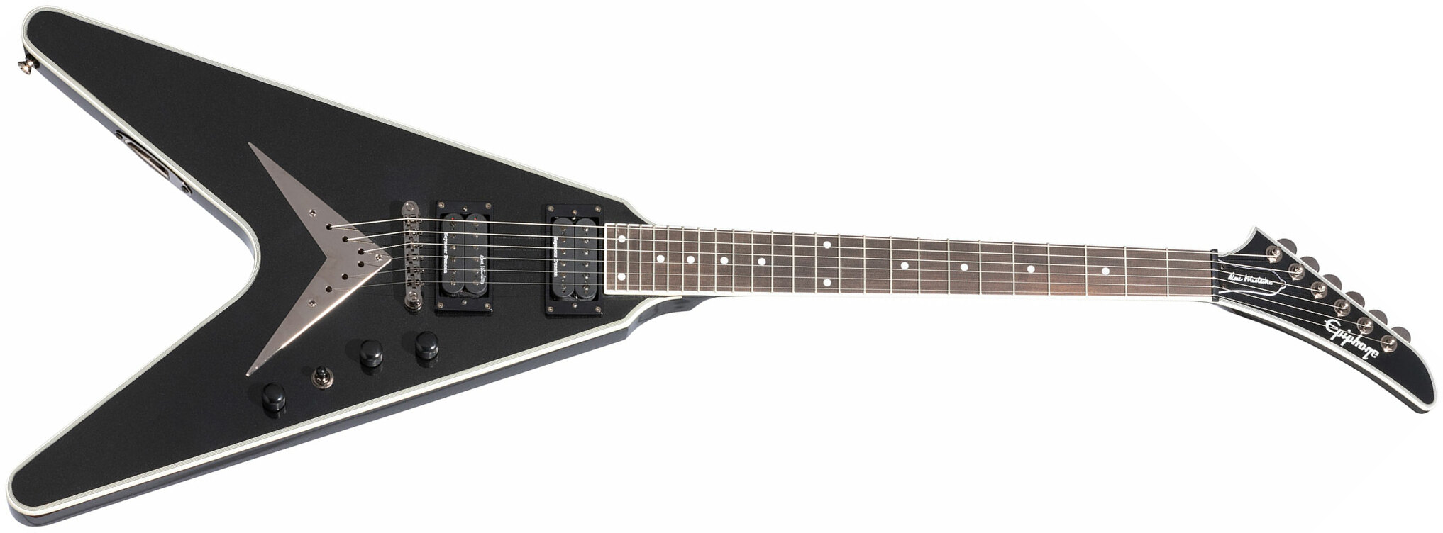 Epiphone Dave Mustaine Flying V Prophecy 2h Fishman Fluence Ht Eb - Black Metallic - Metalen elektrische gitaar - Main picture