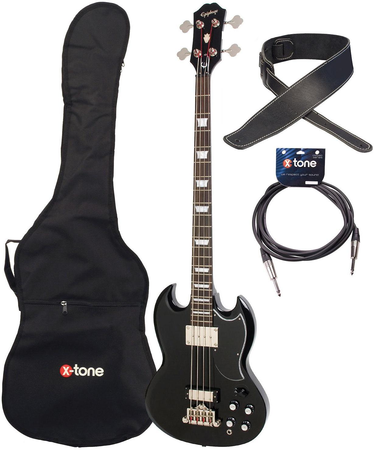 Elektrische bas set Epiphone EB-3 + housse + sangle + jack - Ebony