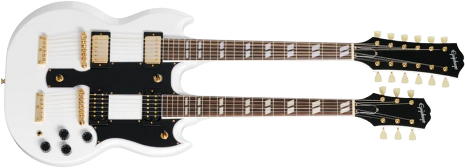 Epiphone Eds1275 Doubleneck Ibg 6/12c 2h Ht Lau - Alpine White - Dubbelhals gitaar - Main picture