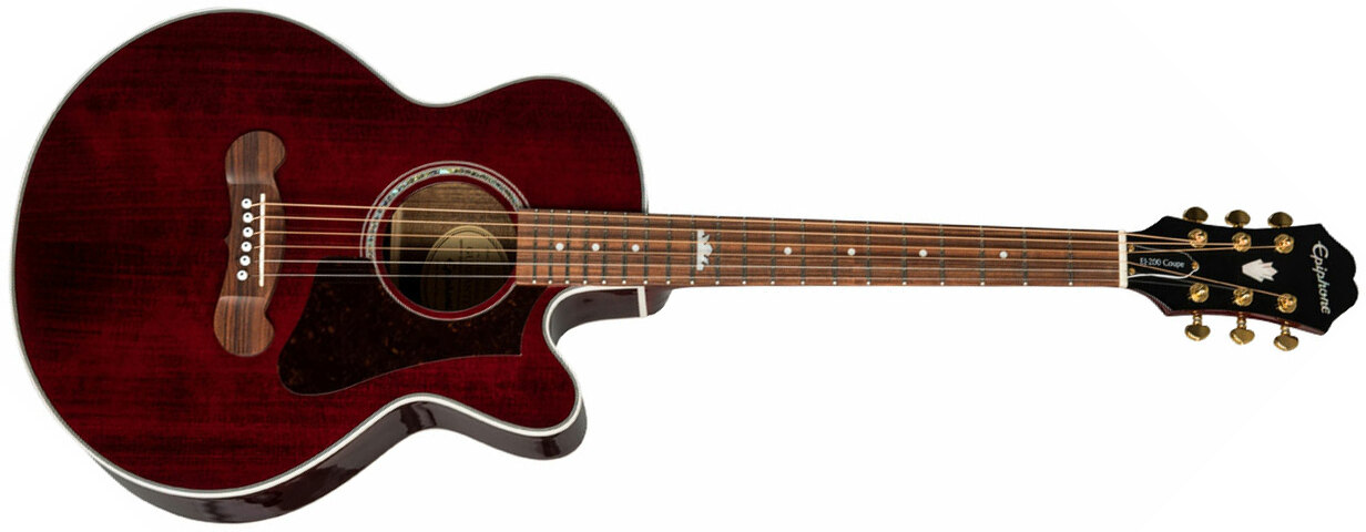 Epiphone Ej-200se Coupe Mini Jumbo Cw Epicea Ovangkol Pf - Wine Red - Elektro-akoestische gitaar - Main picture