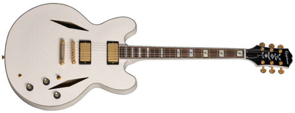 Epiphone Emily Wolfe Sheraton 2h Ht Lau - Aged Bone White - Semi hollow elektriche gitaar - Main picture