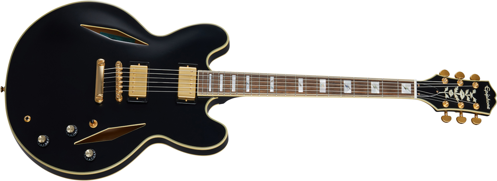 Epiphone Emily Wolfe Sheraton Stealth 2h Ht Lau - Black Aged - Semi hollow elektriche gitaar - Main picture