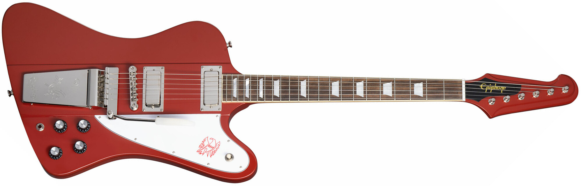 Epiphone Firebird V 1963 Maestro Vibrola Inspired By Gibson Custom 2mh Trem Lau - Ember Red - Retro-rock elektrische gitaar - Main picture