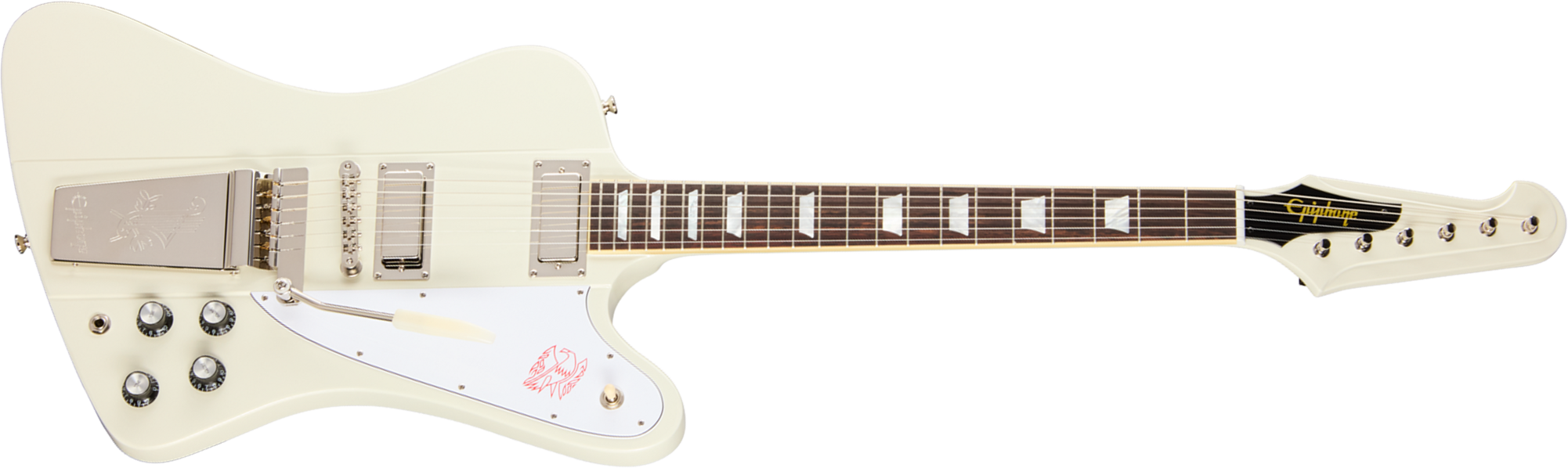 Epiphone Firebird V 1963 Maestro Vibrola Reissue Ins.by.g.c 2mh Gibson Trem Rw - Polaris White - Retro-rock elektrische gitaar - Main picture
