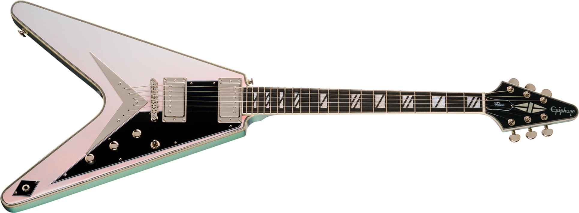 Epiphone Flying V Custom Futura Ibg 2h Ht Eb - Quicksilver Shift - Metal elektrische gitaar - Main picture