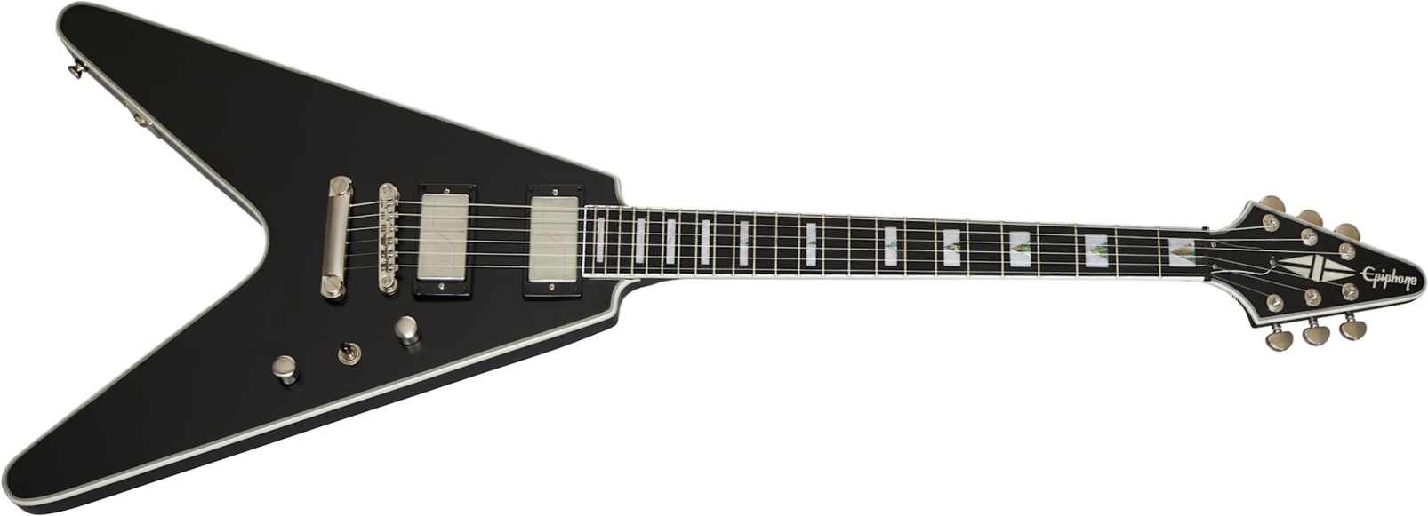 Epiphone Flying V Prophecy Modern 2h Fishman Fluence Ht Eb - Black Aged - Retro-rock elektrische gitaar - Main picture