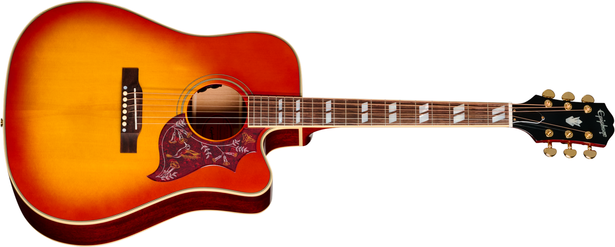 Epiphone Hummingbird Standard Ec Ibg Dreadnought Cw Epicea Acajou Rw - Cherry Sunburst - Folk gitaar - Main picture