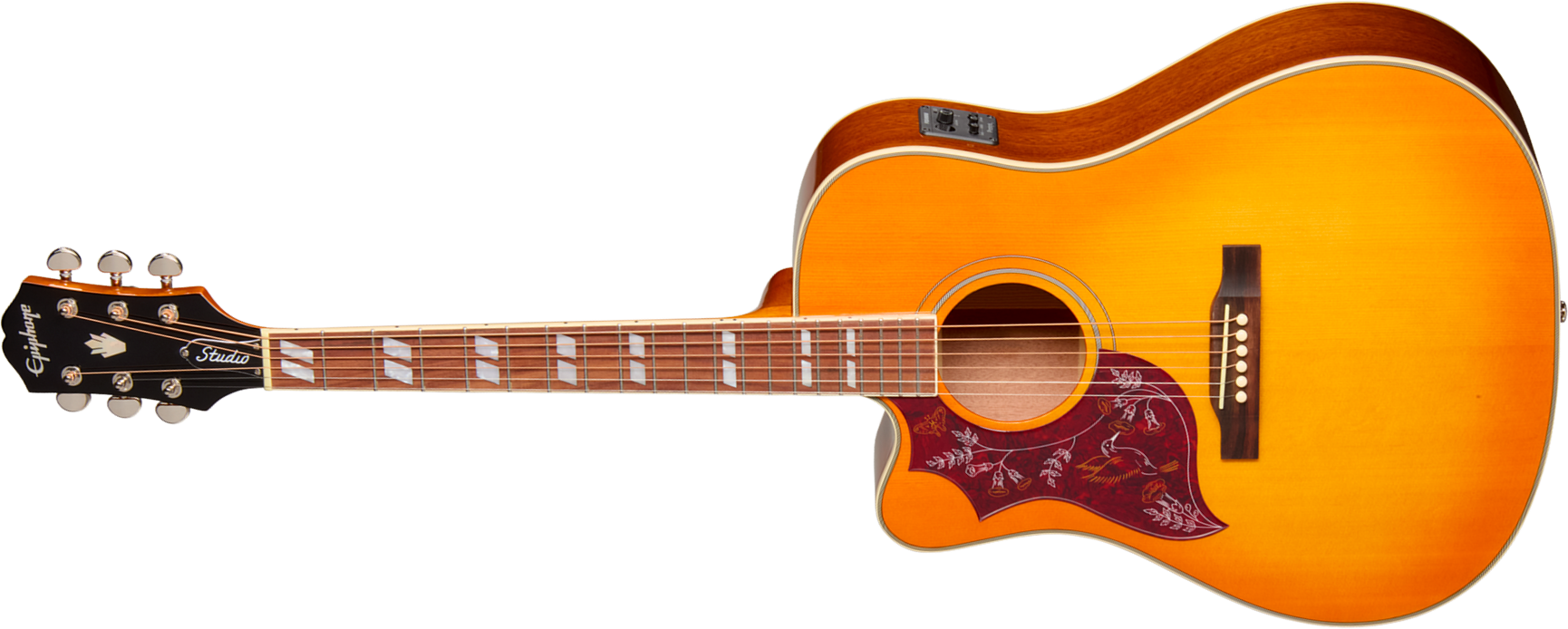 Epiphone Hummingbird Studio Ec Lh Gaucher Ibg Dreadnought Cw Epicea Acajou Rw - Heritage Cherry Sunburst - Folk gitaar - Main picture