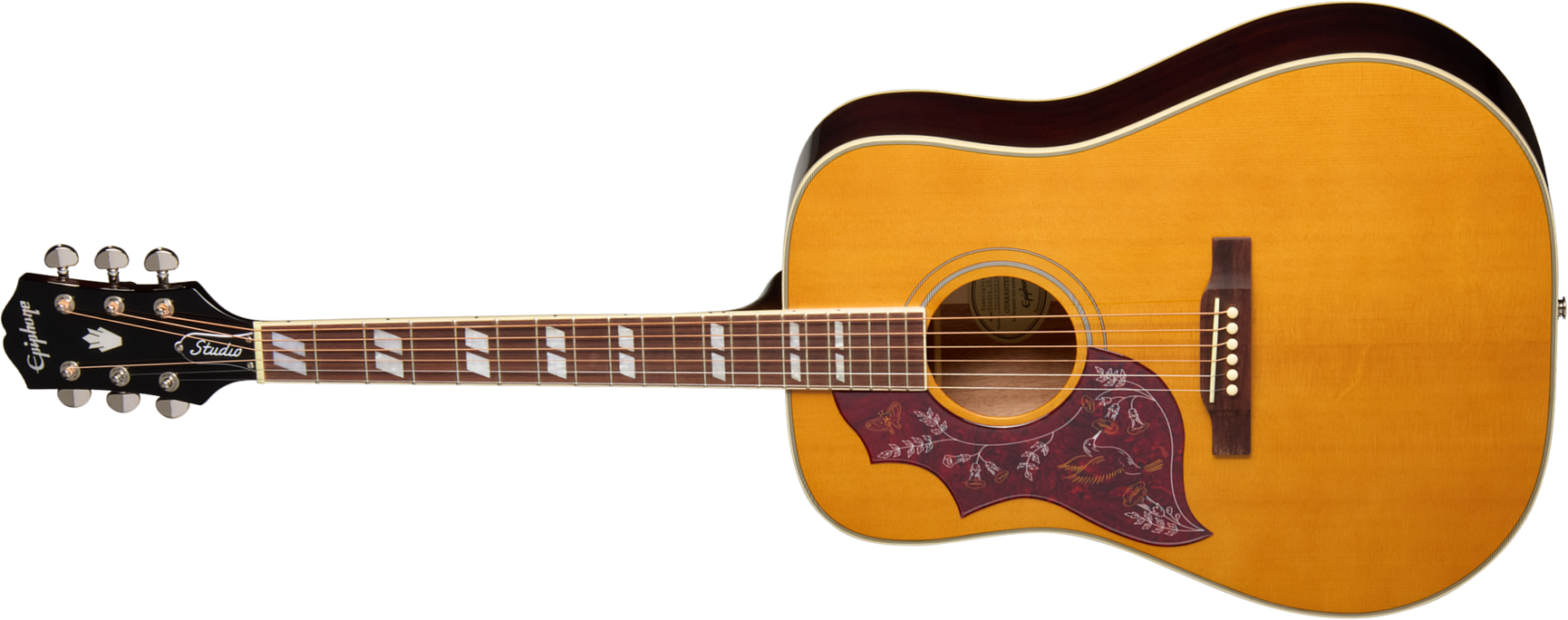 Epiphone Hummingbird Studio Lh Gaucher Ibg Dreadnought Epicea Acajou Rw - Natural - Folk gitaar - Main picture
