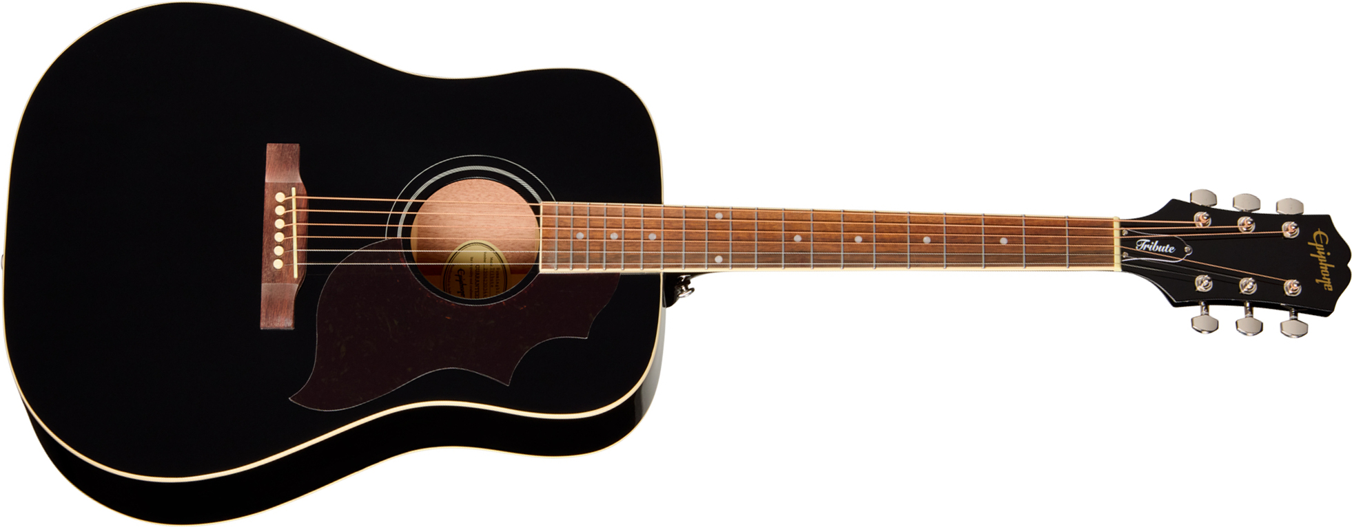 Epiphone Hummingbird Tribute Dreadnought Shsc Epicea Acajou Lau - Ebony - Folk gitaar - Main picture
