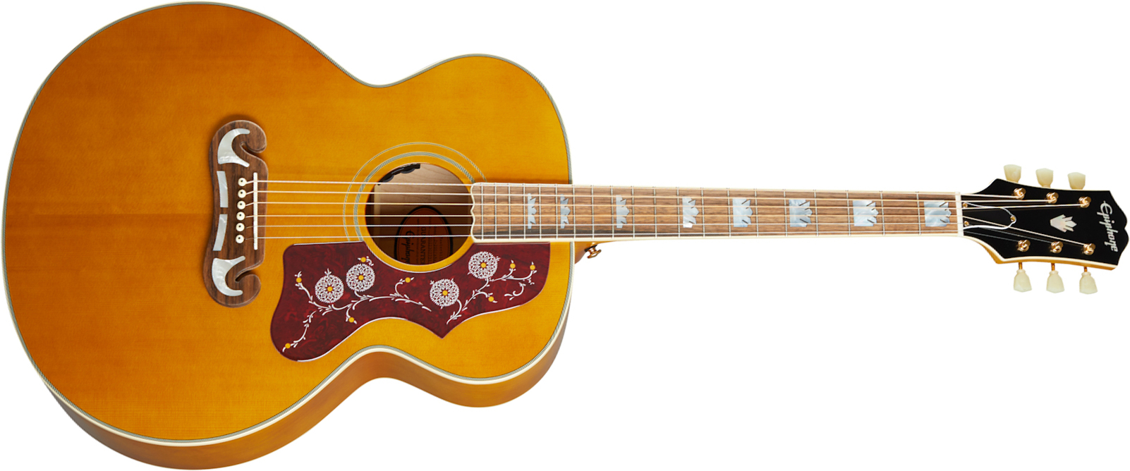 Epiphone J-200 Inspired By Gibson Jumbo Epicea Erable Lau - Aged Antique Natural - Elektro-akoestische gitaar - Main picture