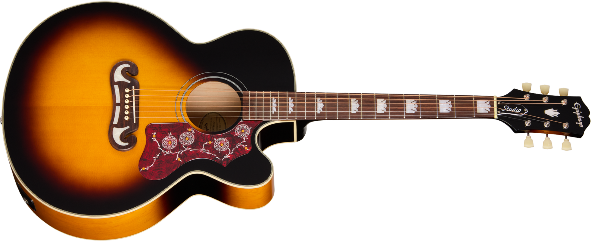 Epiphone J200 Studio Ec Ibg Jumbo Cw Epicea Acajou Rw - Vintage Sunburst - Folk gitaar - Main picture