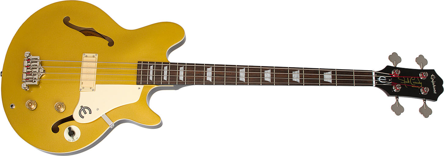 Epiphone Jack Casady Signature Bass Ch - Metallic Gold - Hollow body elektrische bas - Main picture