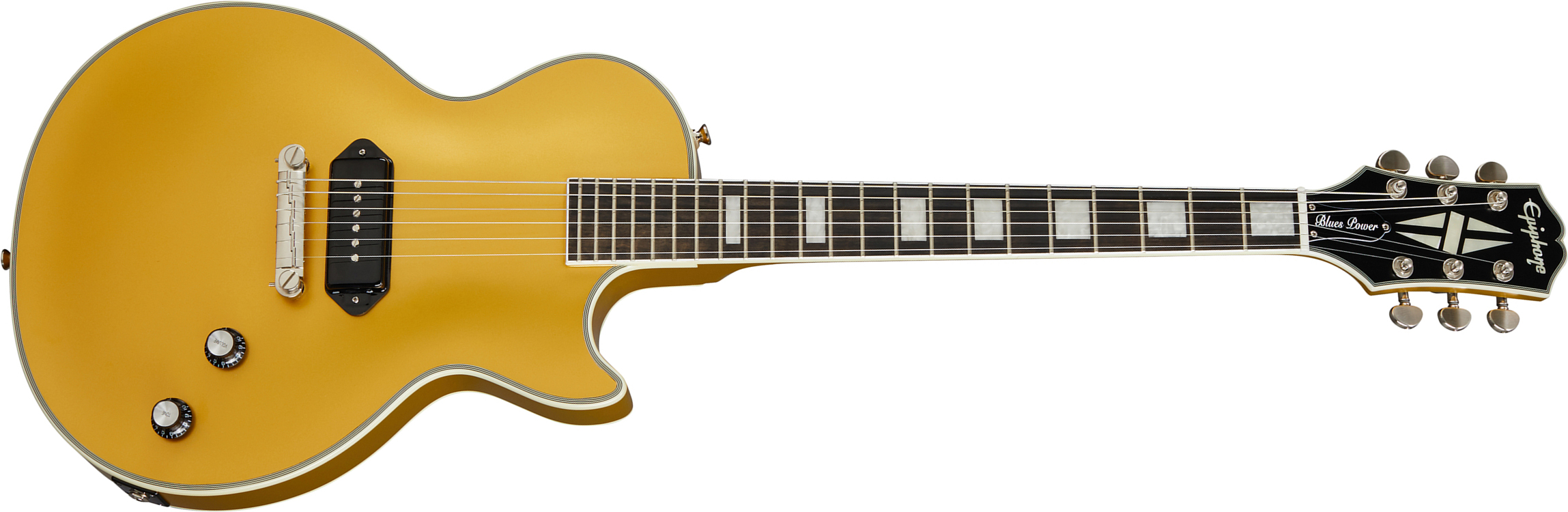 Epiphone Jared James Nichols Gold Glory Les Paul Custom Ltd Signature S P90 Ht Eb - Double Gold Vintage Aged - Enkel gesneden elektrische gitaar - Mai