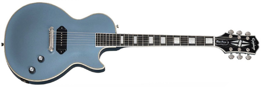 Epiphone Jared James Nichols Les Paul Custom Blues Power Signature S P90 Seymour Duncan Ht Eb - Aged Pelham Blue - Enkel gesneden elektrische gitaar -