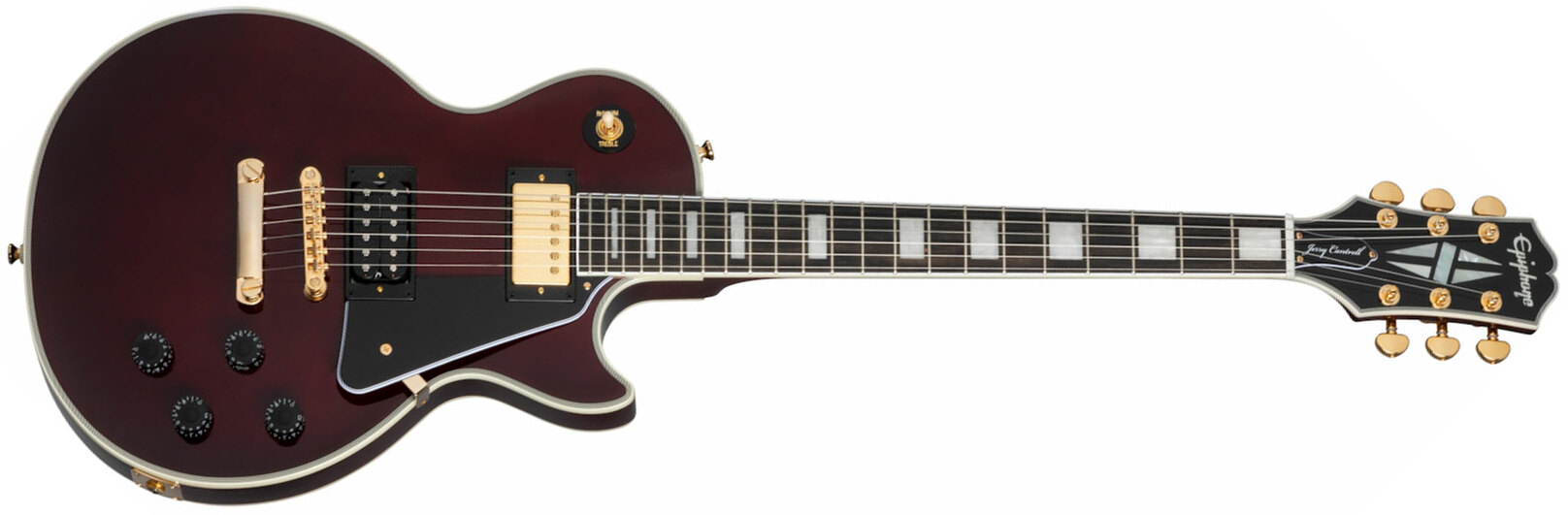 Epiphone Jerry Cantrell Les Paul Custom Wino Signature 2h Ht Eb - Wine Red - Enkel gesneden elektrische gitaar - Main picture