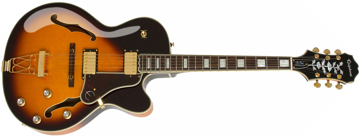 Epiphone Joe Pass Emperor Ii Pro 2018 Signature Hh Ht Pf - Vintage Sunburst - Hollow bodytock elektrische gitaar - Main picture
