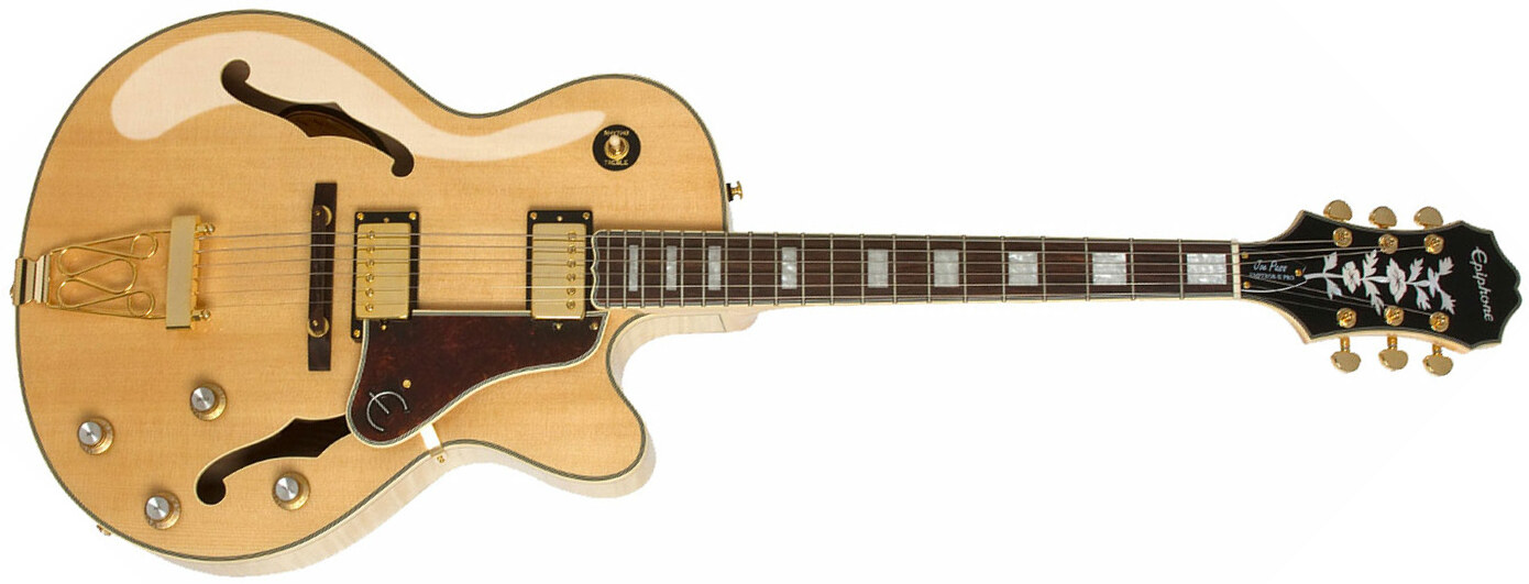 Epiphone Joe Pass Emperor Ii Pro Hh Ht Rw - Natural - Hollow bodytock elektrische gitaar - Main picture