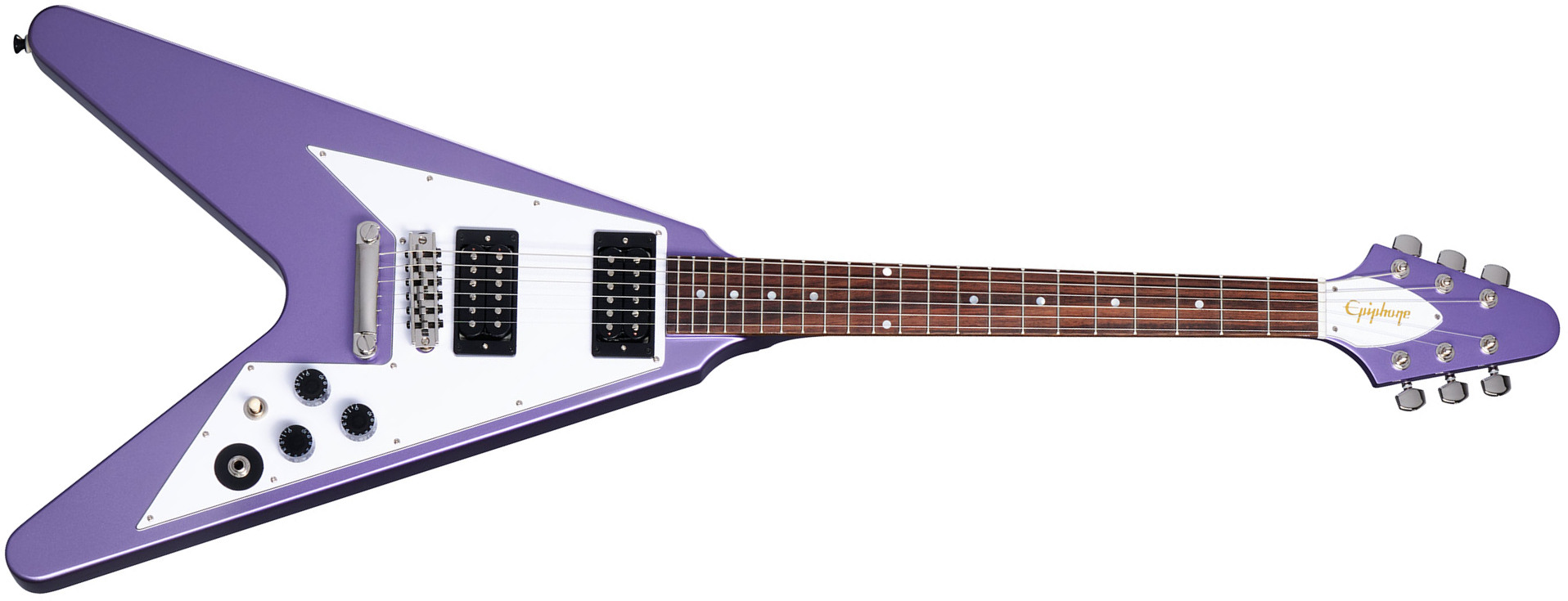 Epiphone Kirk Hammett Flying V 1979 Signature 2h Gibson  Ht Rw - Purple Metallic - Kenmerkende elektrische gitaar - Main picture